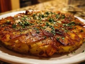 Ingrédients pour la galette de pommes de terre Morteau : pommes de terre râpées, saucisse en dés, tome râpée, oignons hachés et œufs dans des bols séparés sur un plan de travail en bois.