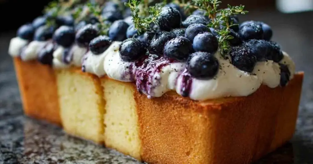 Gâteau aux Myrtilles Moelleux 1 Gros plan d'une maryse en silicone pliant délicatement des blancs d'œufs en neige fermes dans une pâte à gâteau jaune pâle dans un bol en verre.