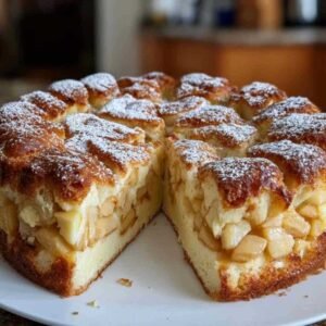 Gâteau aux Pommes et au Mascarpone 3 Part de gâteau aux pommes et mascarpone sur une assiette