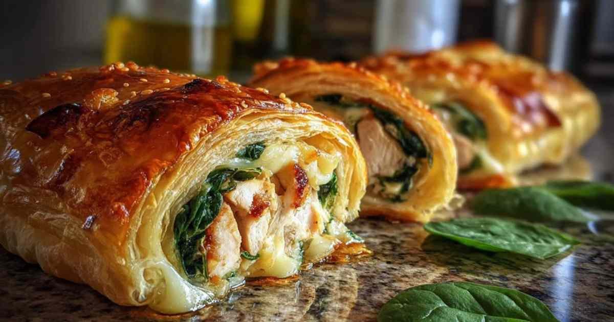 Roulé Feuilleté Poulet Épinards Facile ( en 4 étapes )