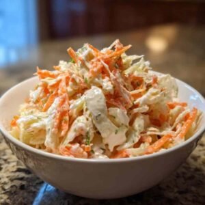 Salade Coleslaw 3 Ingrédients pour salade coleslaw disposés sur plan de travail chou carotte mayonnaise