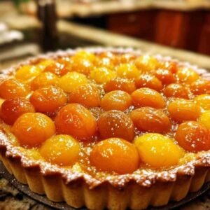 Tarte aux Mirabelles Facile 3 Assemblage de la tarte aux mirabelles avant cuisson, avec les fruits disposés sur la pâte crue dans le moule.