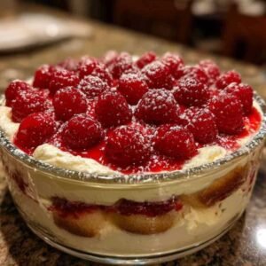 Tiramisus Framboise 3 Les ingrédients pour la recette du tiramisu framboise disposés sur une table en bois : mascarpone, framboises, œufs, biscuits à la cuillère.