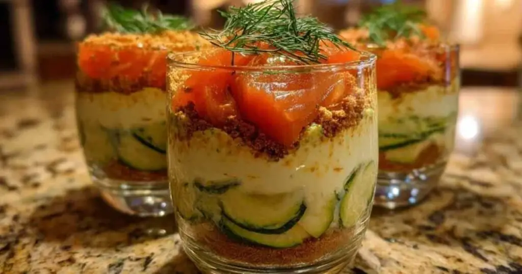 Tiramisu Salé aux Courgettes et Saumon Fumé 1 Ingrédients pour la recette du tiramisu salé : courgettes, saumon fumé, ricotta, yaourt et aneth.