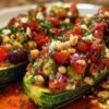 Courgettes farcies méditerranéennes cuites au four avec feta dorée