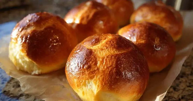 Brioches au yaourt dorées et moelleuses sur grille de refroidissement