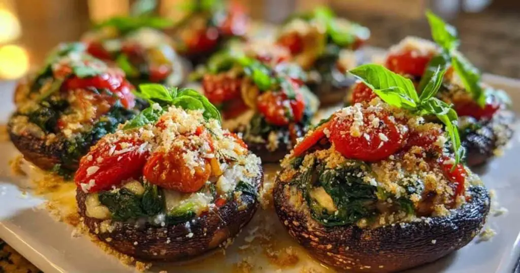 Champignons Portobello Farcis 1 Ingrédients pour champignons portobello farcis sur plan de travail