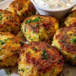 Croquettes aux courgettes en train de dorer dans une poêle