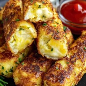 Croquettes aux courgettes et pommes de terre 3 Croquettes dorées aux courgettes et pommes de terre dans une assiette