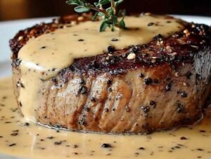 Filet mignon de bœuf badigeonné de mélange miel moutarde avant cuisson