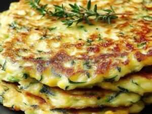 Galettes de courgettes dorées dans une poêle