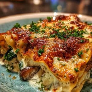 Ingrédients lasagne épinards champignons disposés sur plan de travail