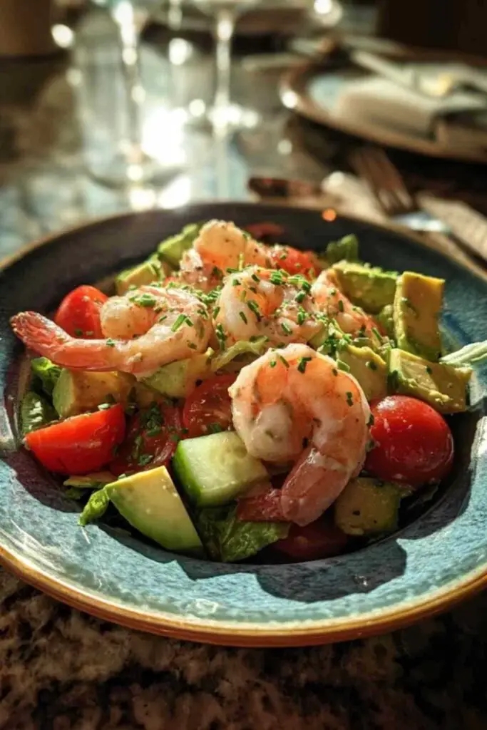 Salade de Crevettes Crémeuse 2 Ingrédients pour salade de crevettes disposés sur plan de travail
