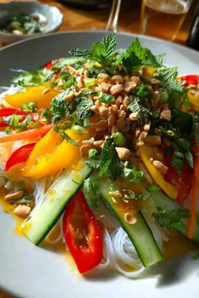 Salade Thaï Cacahuète 2 Préparation ingrédients salade thaï avec légumes en julienne