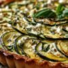 Tarte courgette feta ricotta dorée avec spirale de courgettes