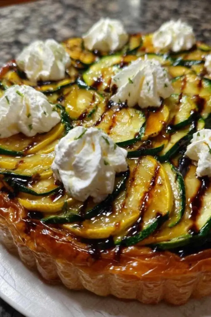 Tarte Tatin de Courgette 2 Courgettes disposées en rosace moule tarte tatin préparation