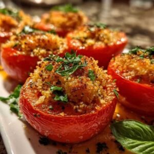 Tomates Provençales à L'air Fryer 3 Ingrédients pour tomates provençales air fryer sur plan de travail
