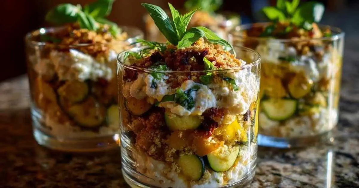 Verrines courgette feta mascarpone herbes fraîches apéritif