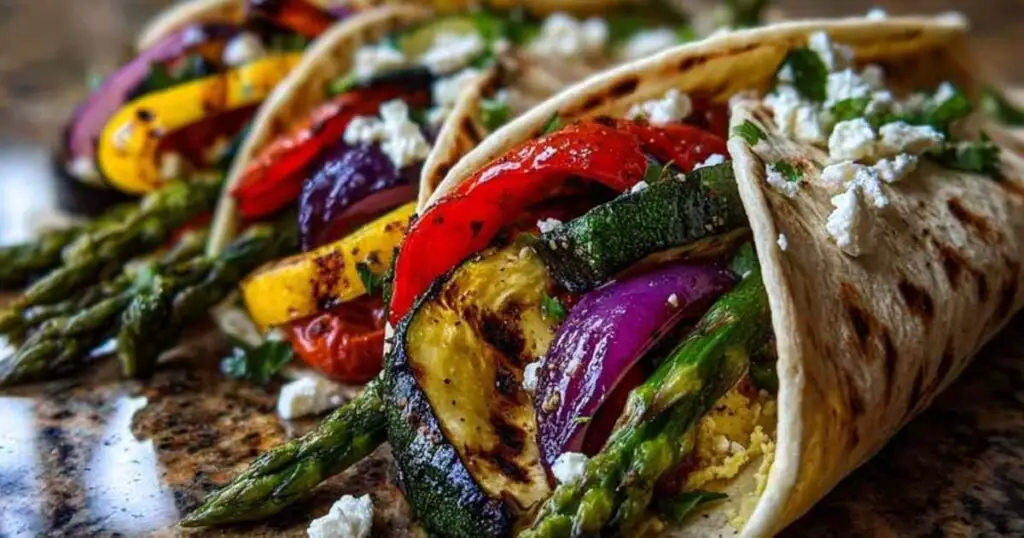 Légumes colorés marinés en train de griller sur barbecue
