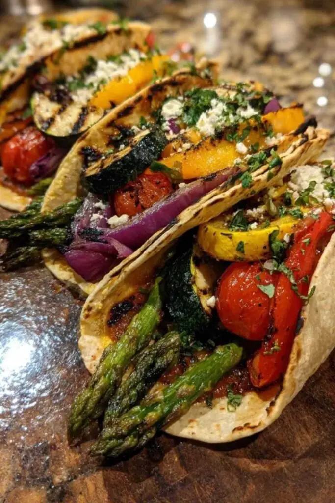 Wraps de légumes grillés colorés prêts à déguster