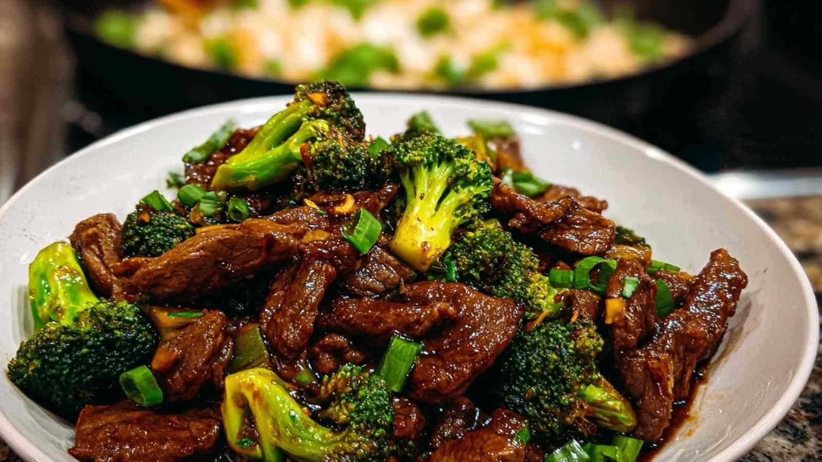 Bœuf et brocoli chinois authentique avec sauce brillante