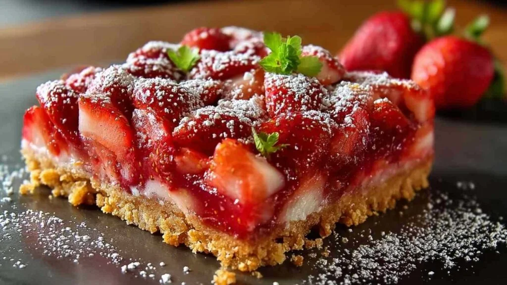 Carres Croustillants aux Fraises 1 Carrés aux Fraises Crumble