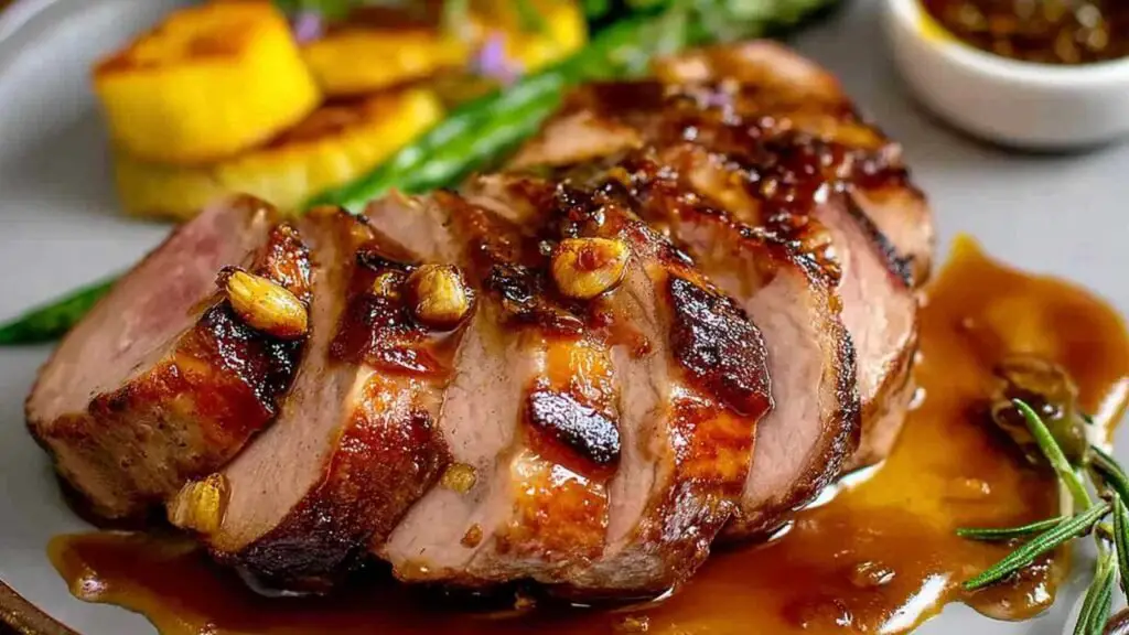 Filet de Porc Sucré et Salé cru dans marinade miel ail avant cuisson
