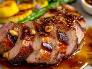 Filet de Porc Sucré et Salé cru dans marinade miel ail avant cuisson