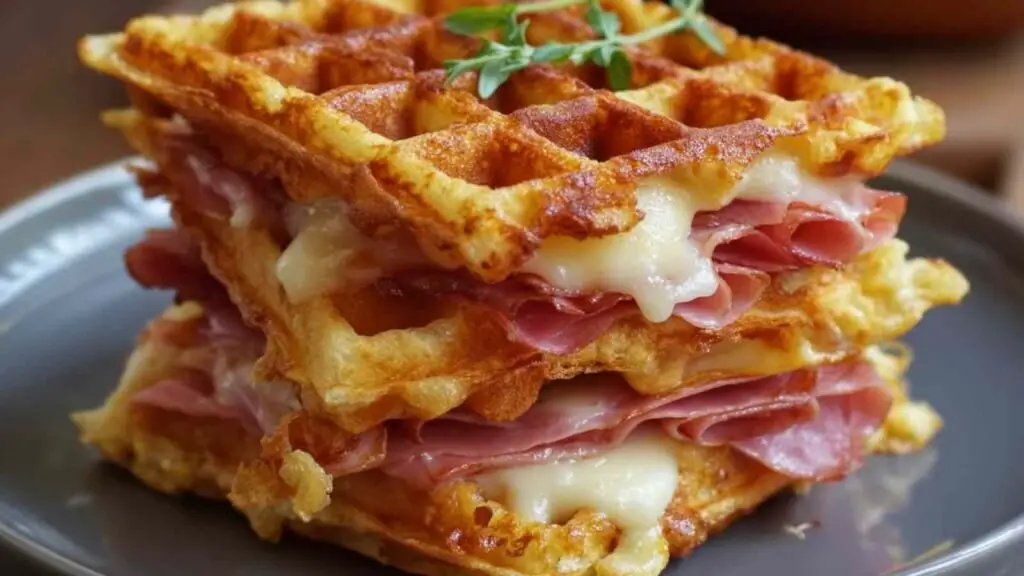Gaufres croustillantes au jambon fromage recette facile 20 min 1 Gaufres croustillantes au jambon et au fromage
