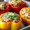Poivrons farcis faciles gratinés au fromage cheddar