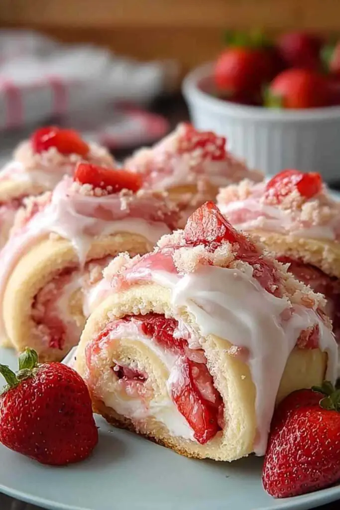 Roules Fraises Fromage Cremeux Roulés Fraises Fromage Crémeux
