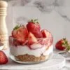 Dessert aux fraises en verrines final prêt à déguster