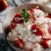 Eton Mess aux fraises dans des verres individuels avec meringue émiettée