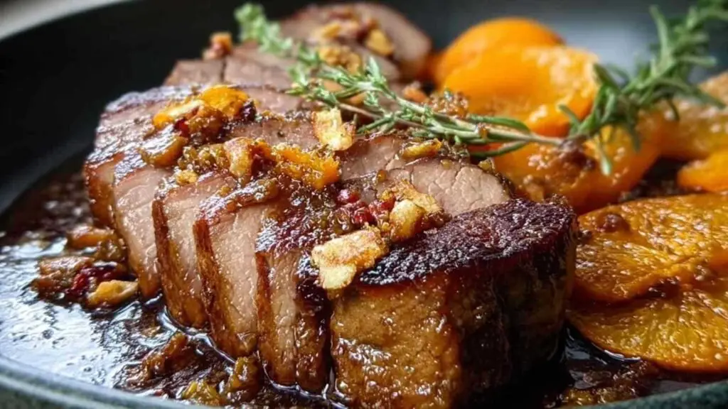Filet Mignon de Porc à l'Orange et au Gingembre 1 Filet Mignon de Porc à l'Orange et au Gingembre avec sauce caramélisée dorée