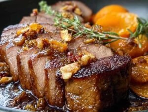 Filet Mignon de Porc à l'Orange et au Gingembre avec sauce caramélisée dorée