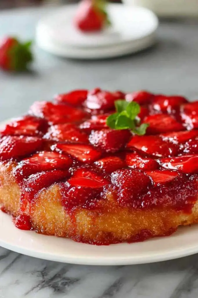 gateau renverse fraises fini demoule caramelise Gâteau Renversé aux Fraises