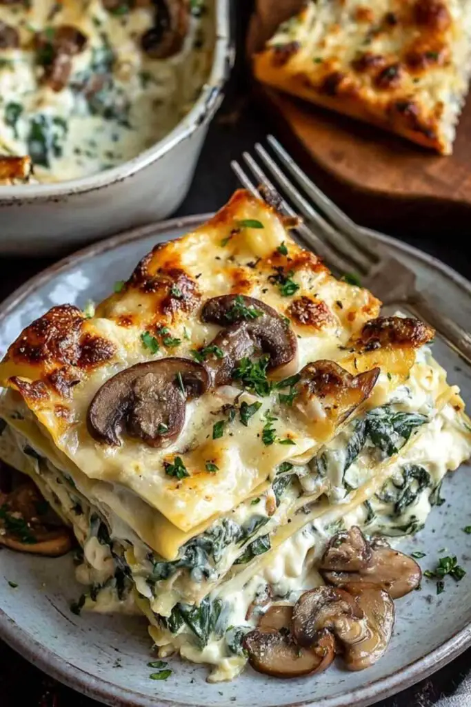 lasagne cremeuse epinards champignons gratinee Lasagne Crémeuse aux Épinards et Champignons