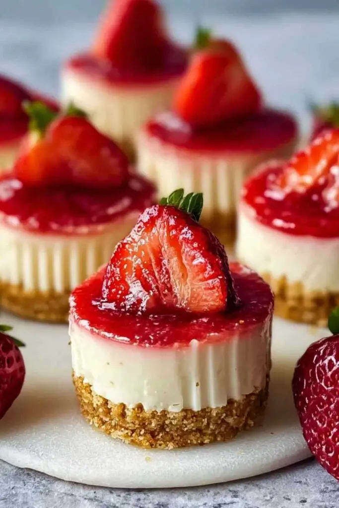mini cheesecakes aux fraises plateau service Mini Cheesecakes aux Fraises
