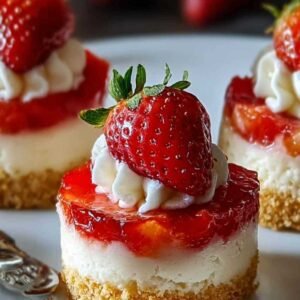 Mini cheesecakes fraise légers finis avec décoration chantilly et fraises
