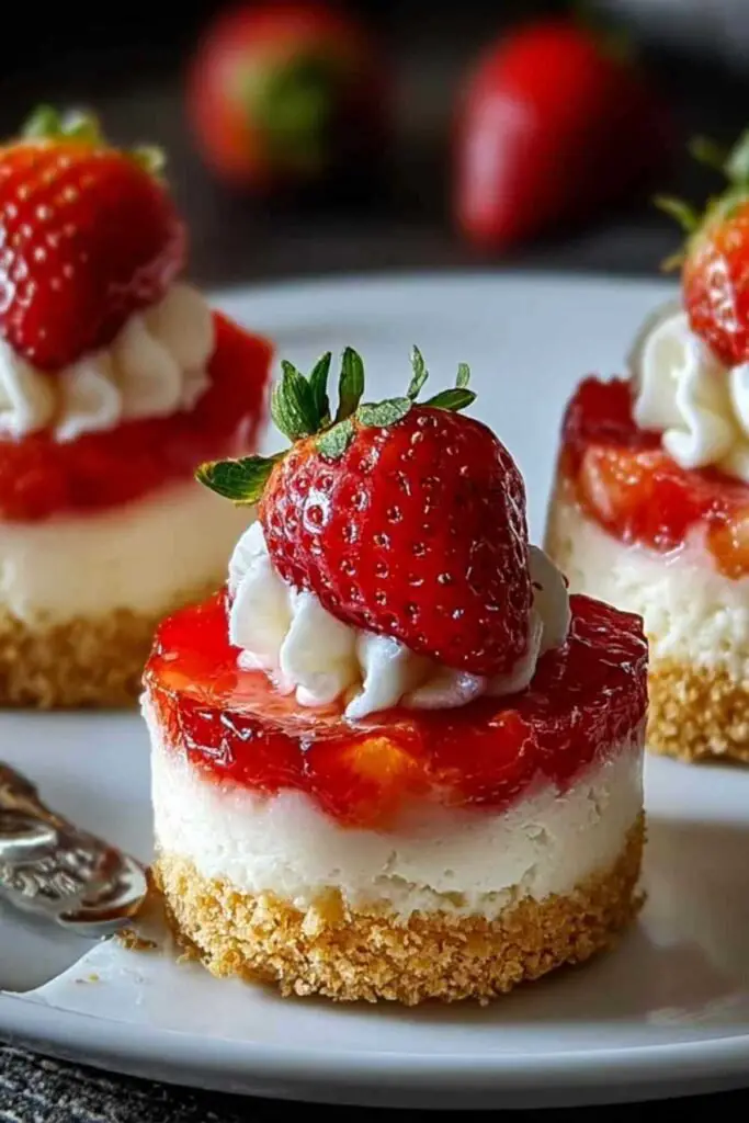 mini cheesecakes fraise legers finis decores Mini Cheesecakes Fraise Légers