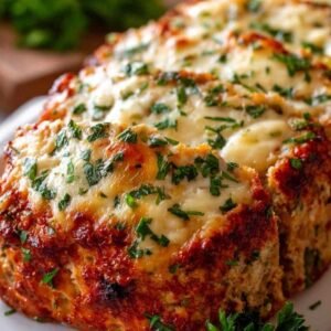 Tranche de pain de viande au poulet avec parmesan râpé