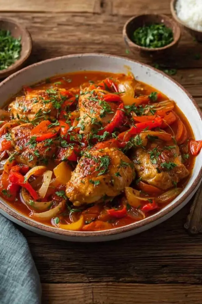 Poulet Basquaise à l'Ancienne 2 poulet basquaise ancienne recette traditionnelle cocotte Poulet Basquaise à l'Ancienne