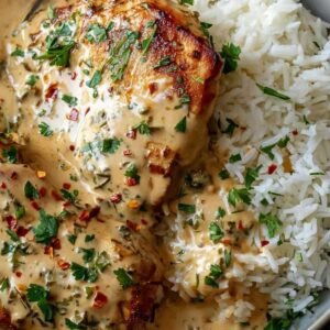 Poulet Cajun Crémeux 3 Recette poulet cajun crémeux avec sauce épicée et riz basmati