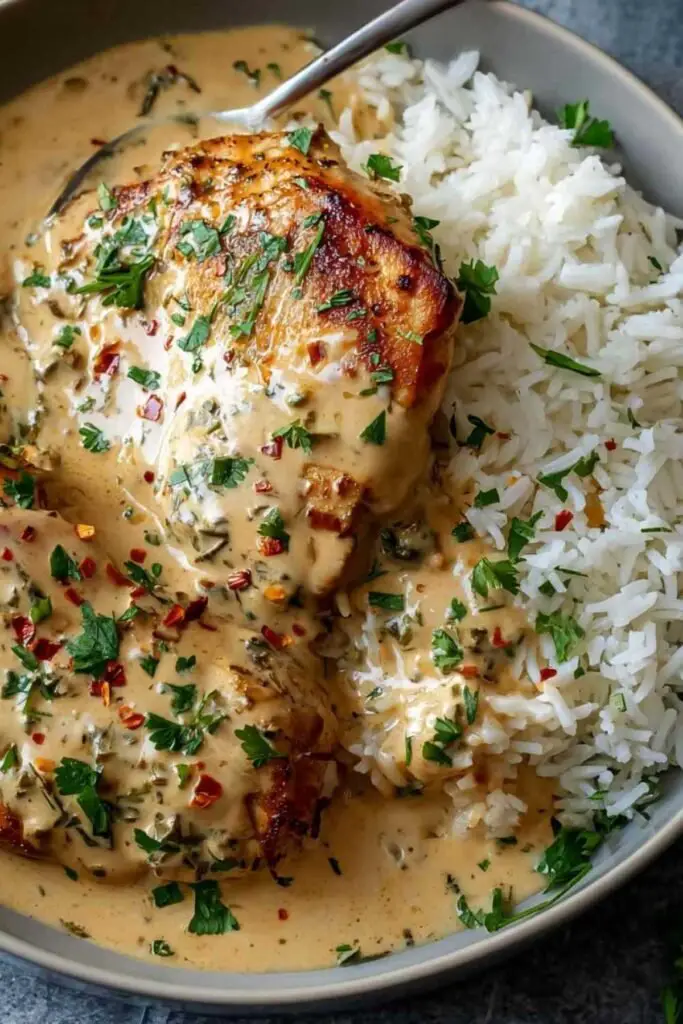 Poulet Cajun Crémeux 2 Recette poulet cajun crémeux avec sauce épicée et riz basmati