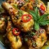 Poulet Citronnelle Vietnamien grillé sur brochettes dorées