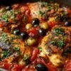 Recette poulet à la puttanesca italien sauce tomate olives câpres