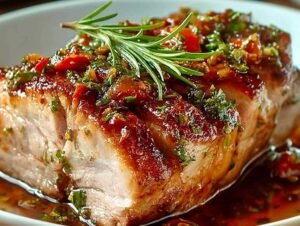 Rôti de porc toscane mariné au romarin et ail prêt à cuire