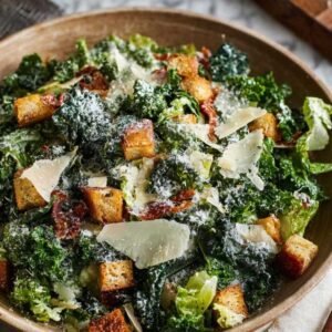 Salade César au Chou Kale et Ail Rôti 3 Salade César au chou kale et ail rôti avec croûtons bacon et parmesan