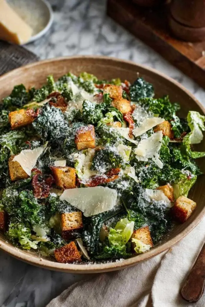 Salade César au Chou Kale et Ail Rôti 2 salade cesar chou kale ail roti recette francaise 1 Salade César au Chou Kale et Ail Rôti