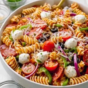 Salade de Pâtes Italienne Rapide 3 Salade de pâtes colorée avec légumes et charcuterie italienne